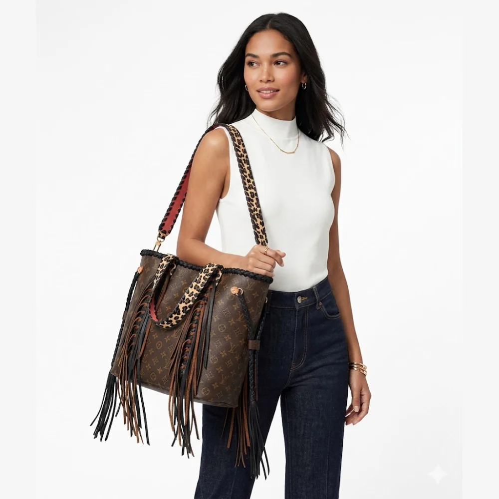 LV  Neverfull Houston Tote Leopard