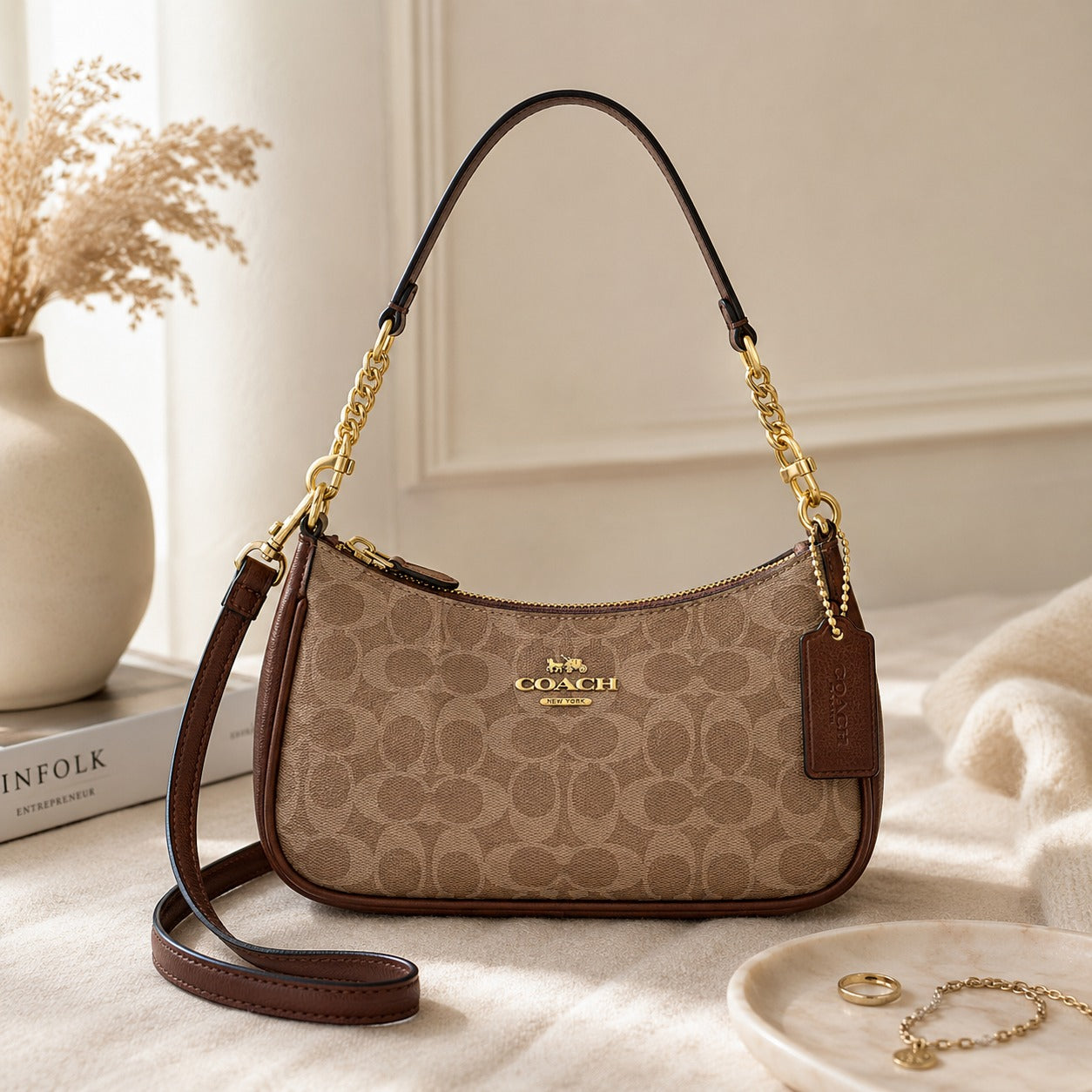 Coach Gold Leather Handbag